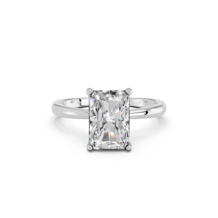 14K White Gold 2.08CTW Radiant Lab Diamond Hidden Halo Ring 