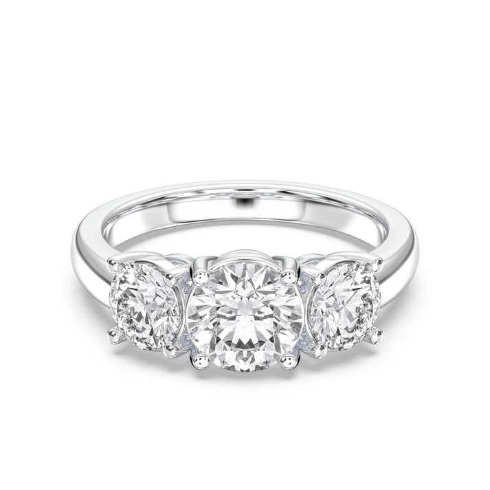 14K White Gold Three Lab Diamond Engagement Ring 3.17CTW (101629)