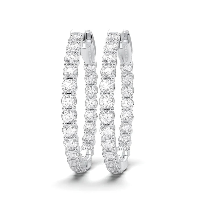 14K White Gold In-Out Lab Diamond Hoops (101641)