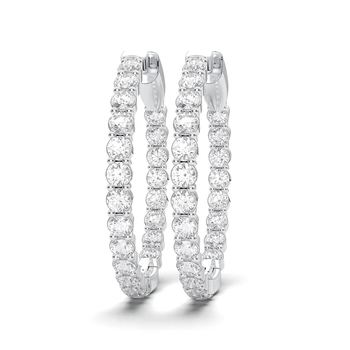 14K White Gold In-Out Lab Diamond Hoops (101641)