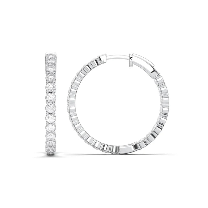 14K White Gold In-Out Lab Diamond Hoops (101641)