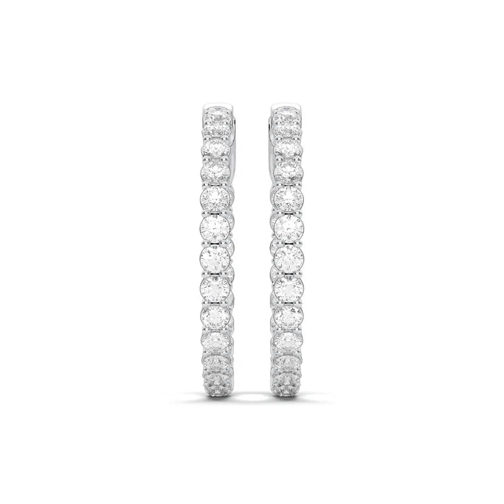 14K White Gold In-Out Lab Diamond Hoops (101641)