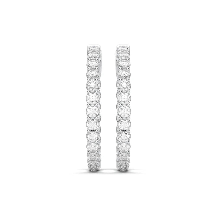 14K White Gold In-Out Lab Diamond Hoops (101641)