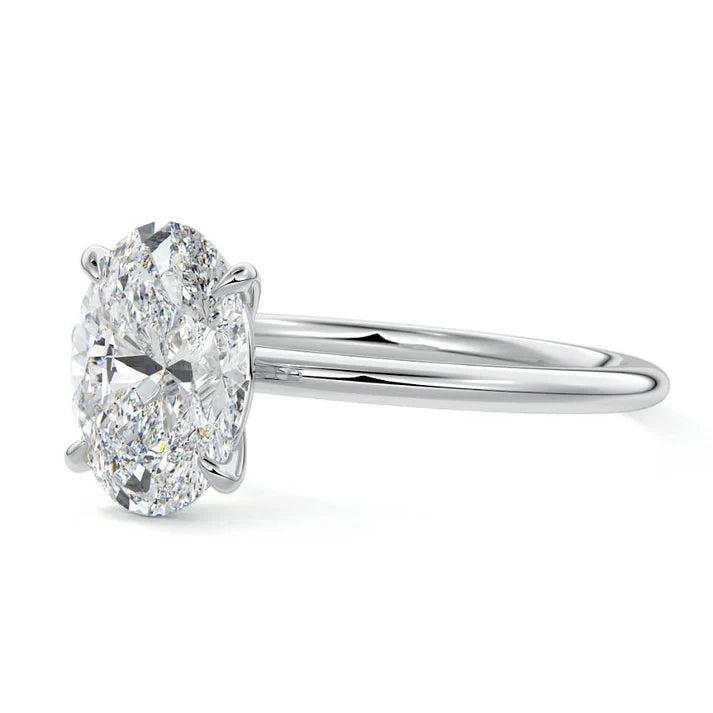 14K White Gold Oval Lab Diamond 1.02CTW Engagement Ring (101633)