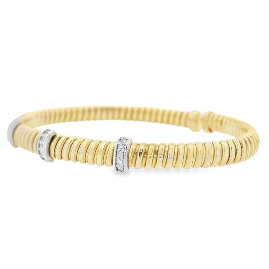 PiyaRo Placatto Silver & Yellow Gold Plating Flex Diamond Bangle (101734)