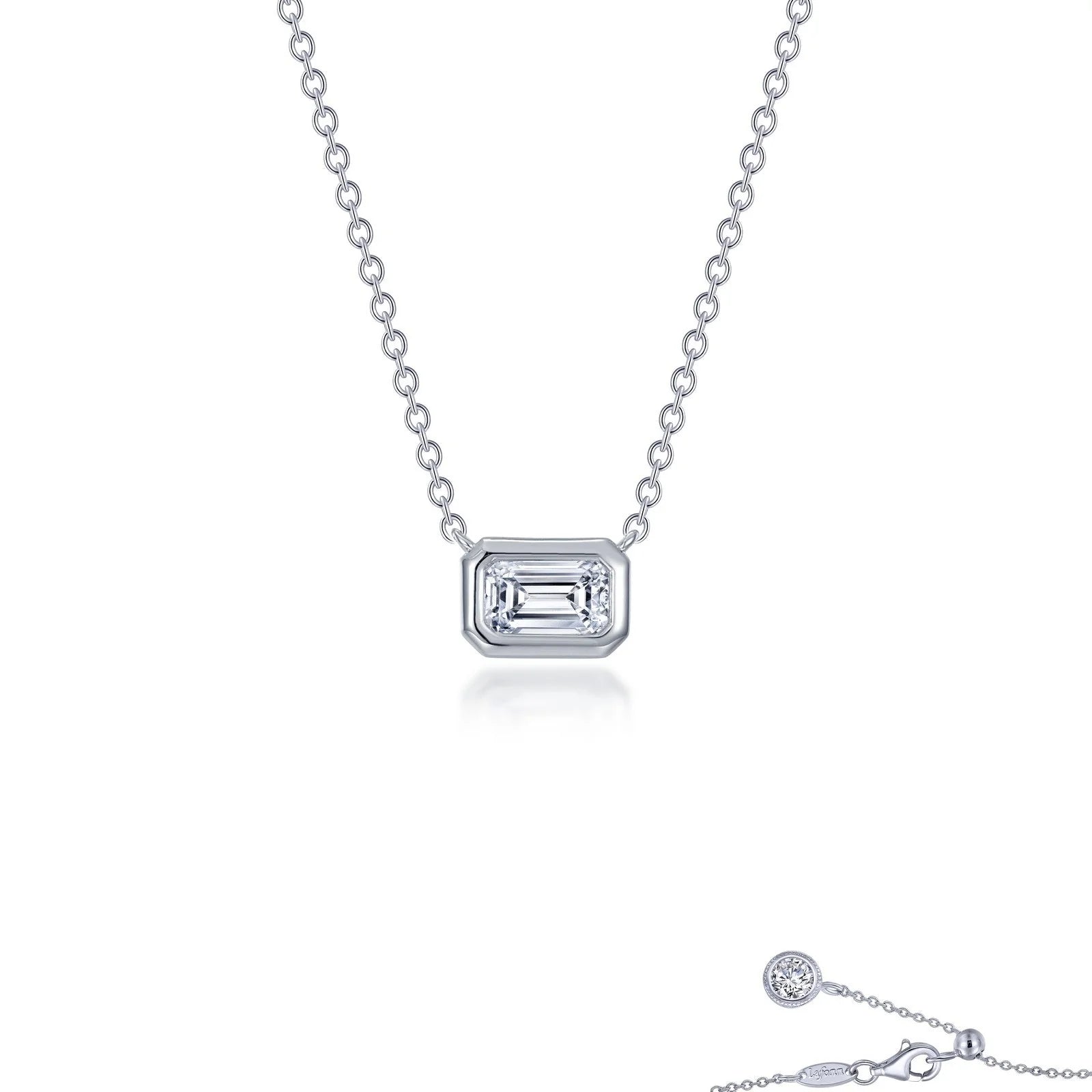 Lafonn East-West Bezel-Set Emerald-Cut Solitaire Choker Necklace (101774)