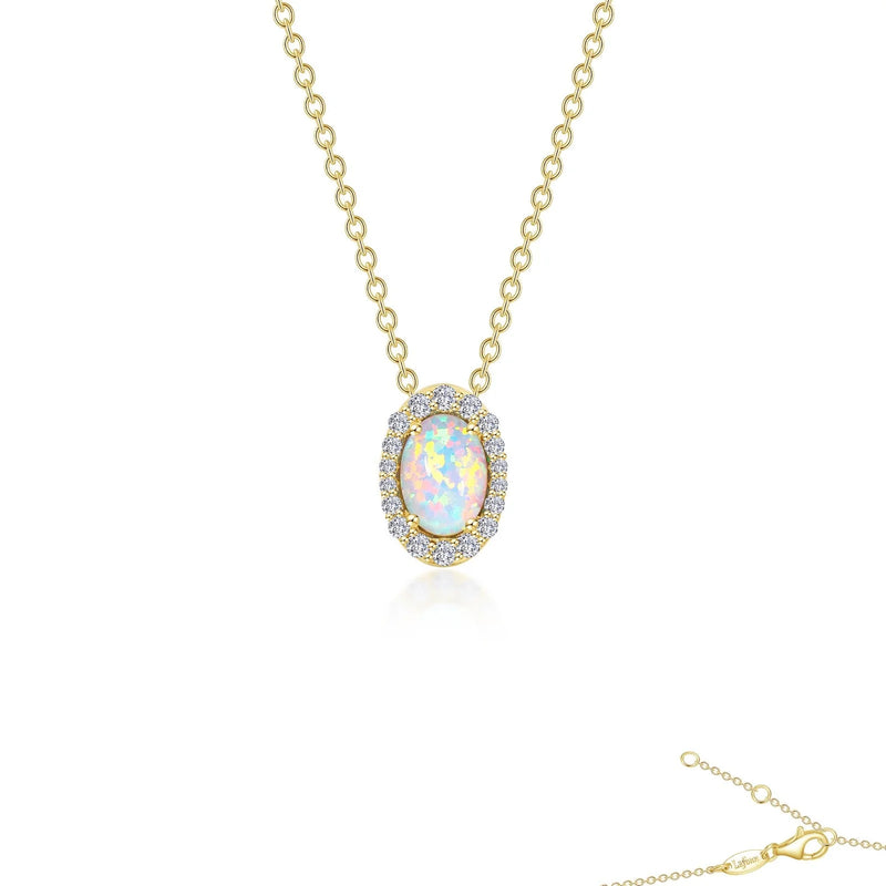  LaFonn Vintage Inspired Halo Oval Opal Necklace (101780)