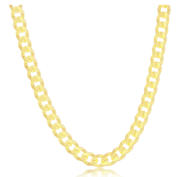 Sterling Silver, 6mm Cuban Chain - Gold Plated 24 Inch (101871)