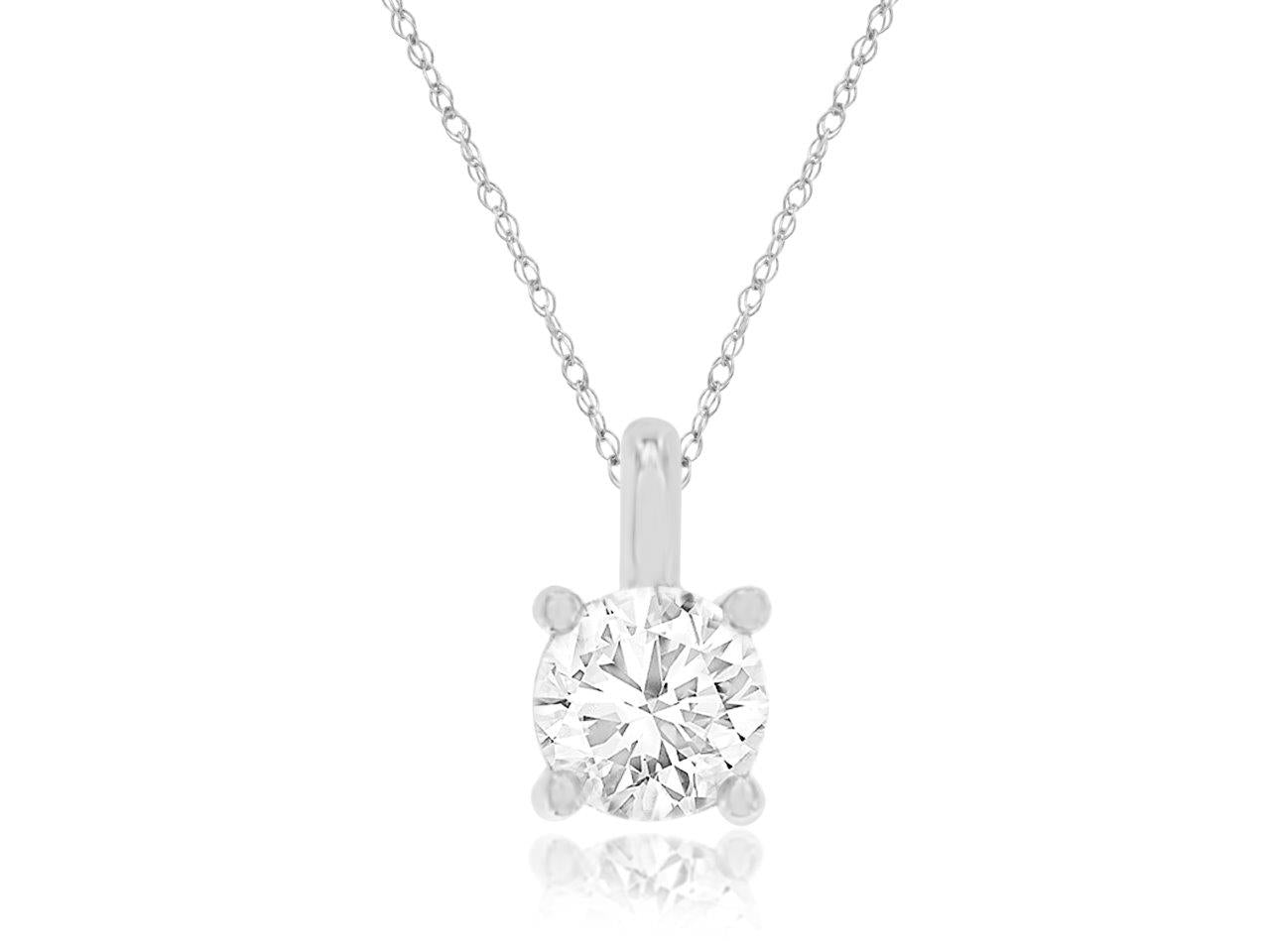 14K White Gold Lab Grown Diamond Solitaire Necklace .50CTW 