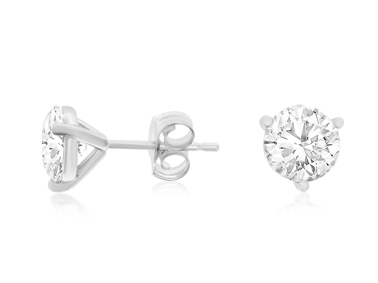 14K white gold lab-grown diamond stud earrings, 3 CTW, SKU 101910