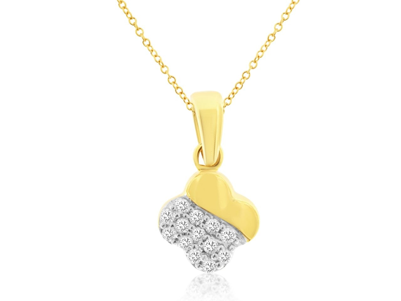 14K Yellow Gold Diamond Clover Pendant (101911)