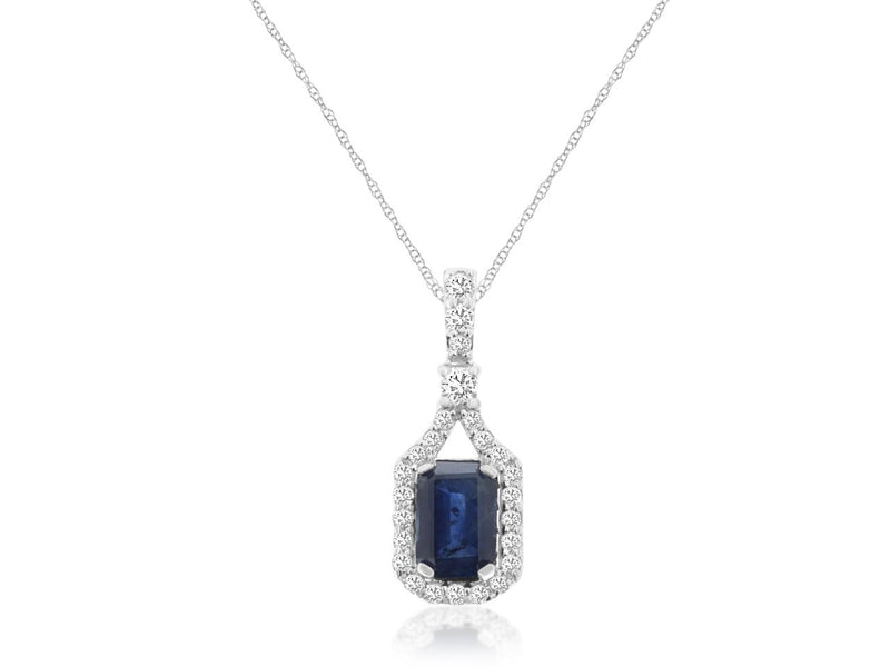 14k White Gold Sapphire And Diamond Pendent (101912)
