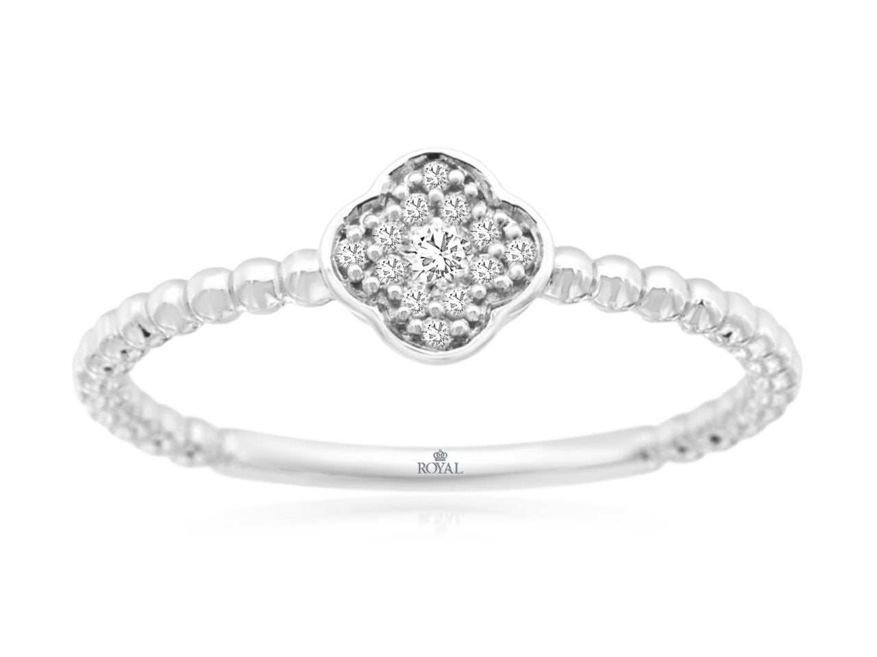 Diamond Clover Ring 14k White Gold (101917)