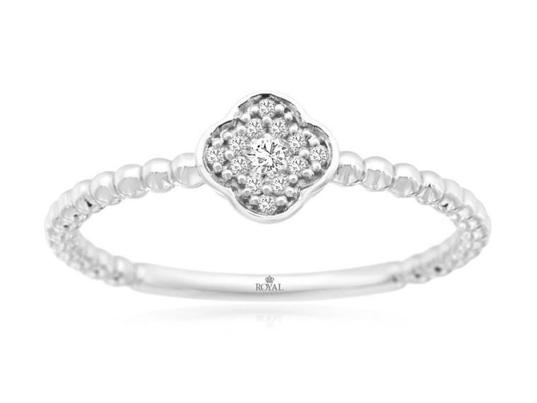 Diamond Clover Ring 14k White Gold (101917)