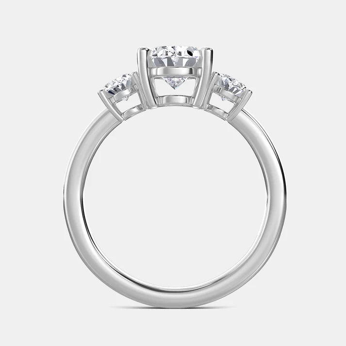 14K White Gold Three Oval Lab Grown Diamond Engagement Ring 2.79CTW (102027)