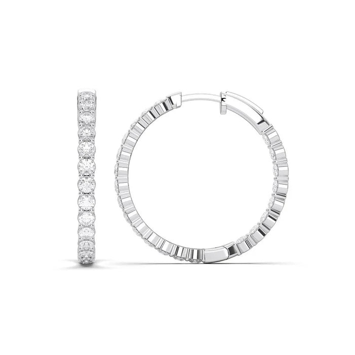 14K White Gold Lab-Grown Diamond In & Out Hoop Earrings – 2.94CTW (102029)