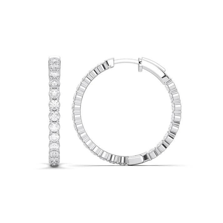 14K White Gold Lab-Grown Diamond In & Out Hoop Earrings – 2.94CTW (102029)