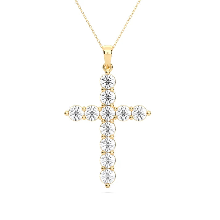 14K Yellow Gold Lab Grown Diamond Cross Pendant .25CTW (102068)