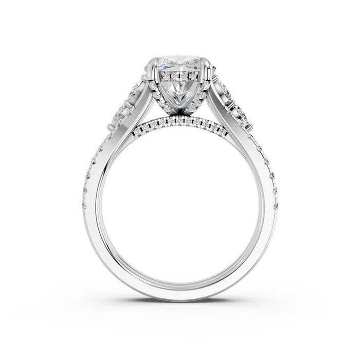 3.97CTW Cushion-Cut Hidden Halo Lab-Grown Diamond Ring in 14k White Gold (102192)