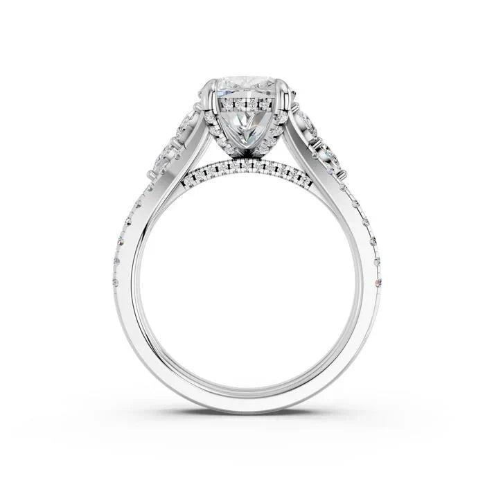 3.97CTW Cushion-Cut Hidden Halo Lab-Grown Diamond Ring in 14k White Gold (102192)