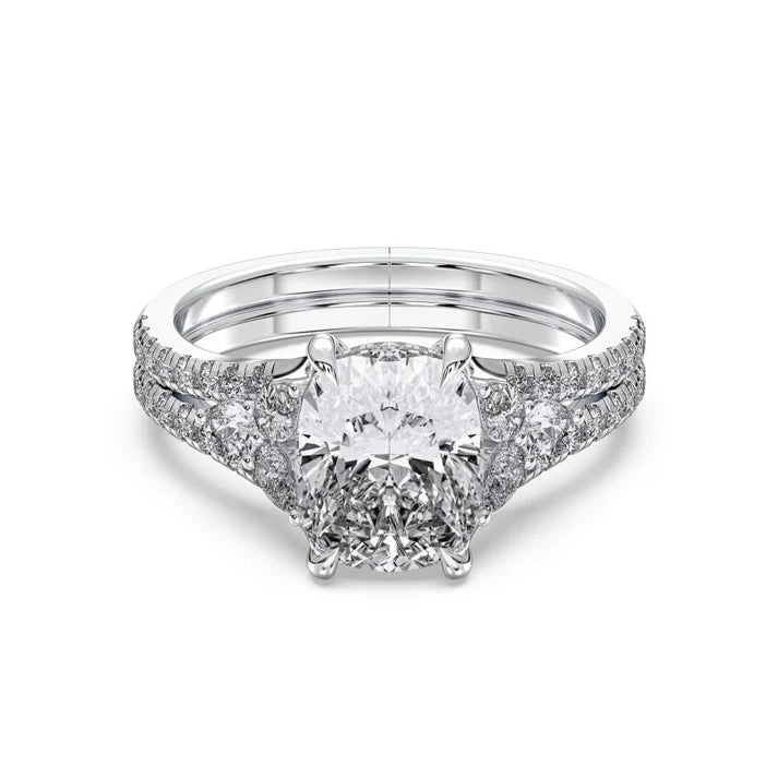 3.97CTW Cushion-Cut Hidden Halo Lab-Grown Diamond Ring in 14k White Gold (102192)
