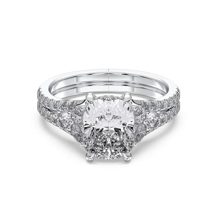 3.97CTW Cushion-Cut Hidden Halo Lab-Grown Diamond Ring in 14k White Gold (102192)