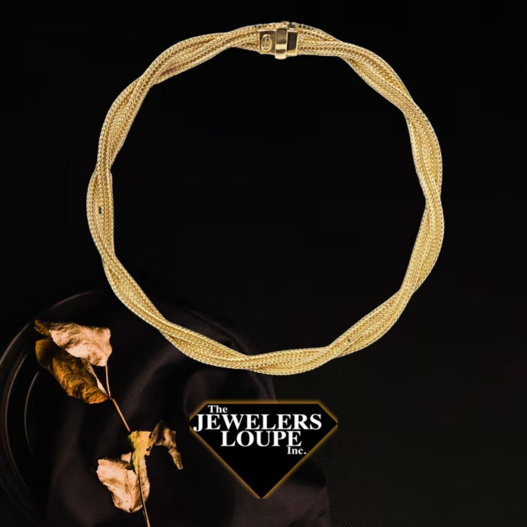 Estate Tiffany & Co 18k Yellow Gold Woven Necklace, 16 inches (97857)