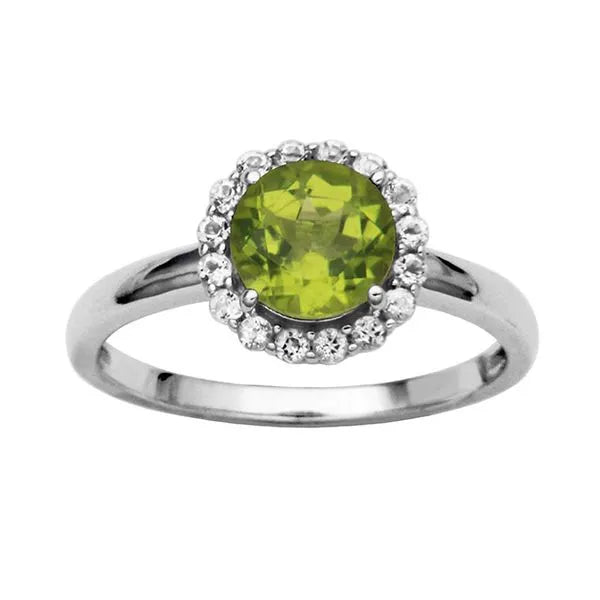 Samuel B. Sterling Silver Peridot & White Topaz Ring Size 7  