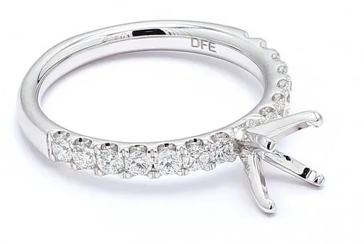 14K White Gold Semi-Mount Engagement Ring Diamond Accent  .50 CTW 