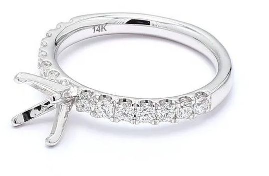 14K White Gold Semi-Mount Engagement Ring Diamond Accent  .50 CTW 