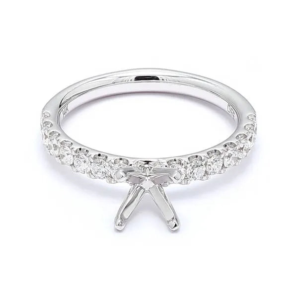 14K White Gold Semi-Mount Engagement Ring Diamond Accent  .50 CTW 