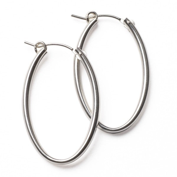 Sterling Silver Oval Hoop Earring 30mm (99059)