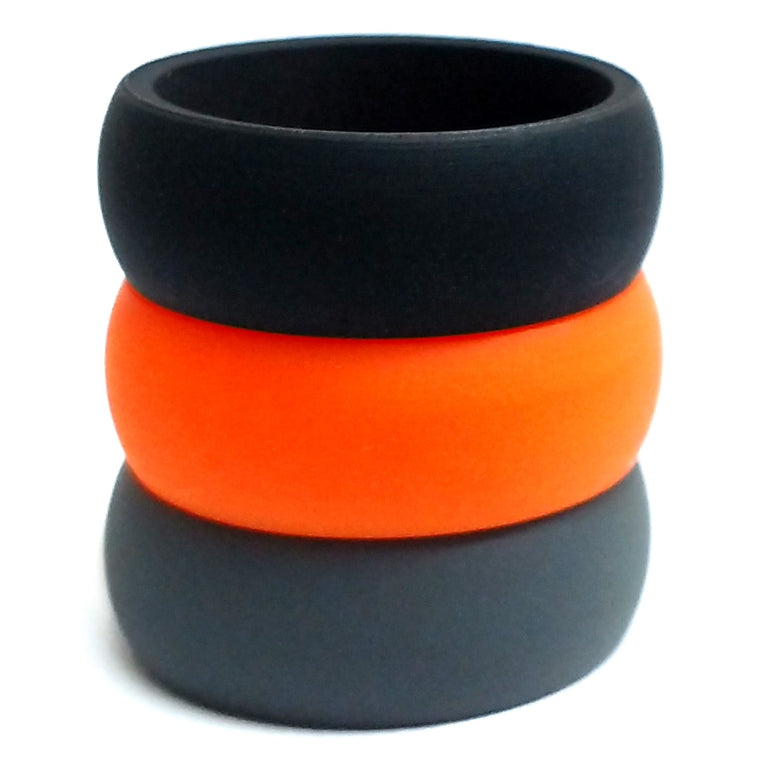 Men's 8mm Orange Combo Silicone Bands, Size 12 (99190)