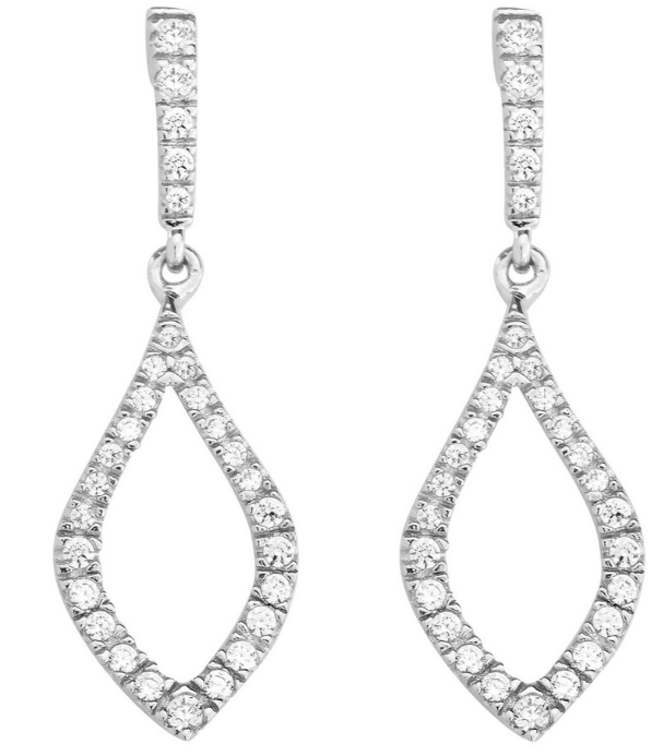 Sterling Silver Open Micro Pave Marquise Earrings (99317)