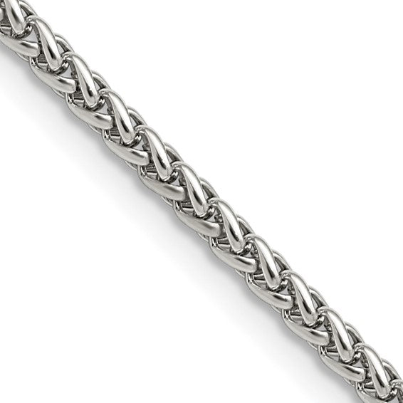 Chisel Stainless Steel Polished 3mm 18 inch Wheat Chain