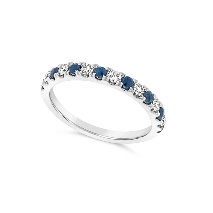 14K White Gold Round Sapphire and Diamond Ring (99730)