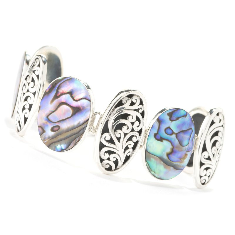 Samuel B. Sterling Silver Abalone Oval Link Bracelet