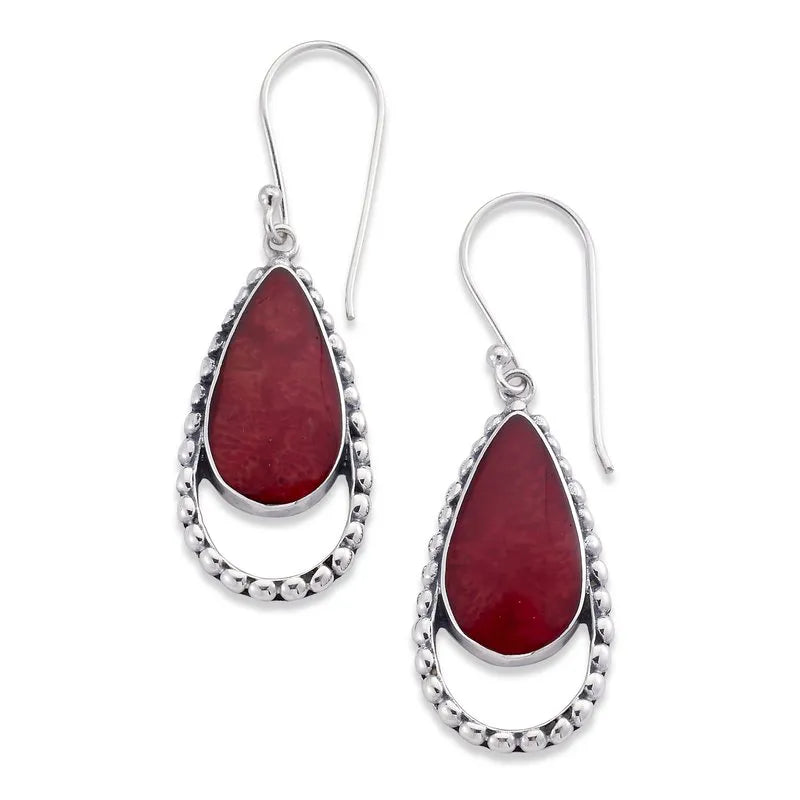 pear shape coral drop earrings
