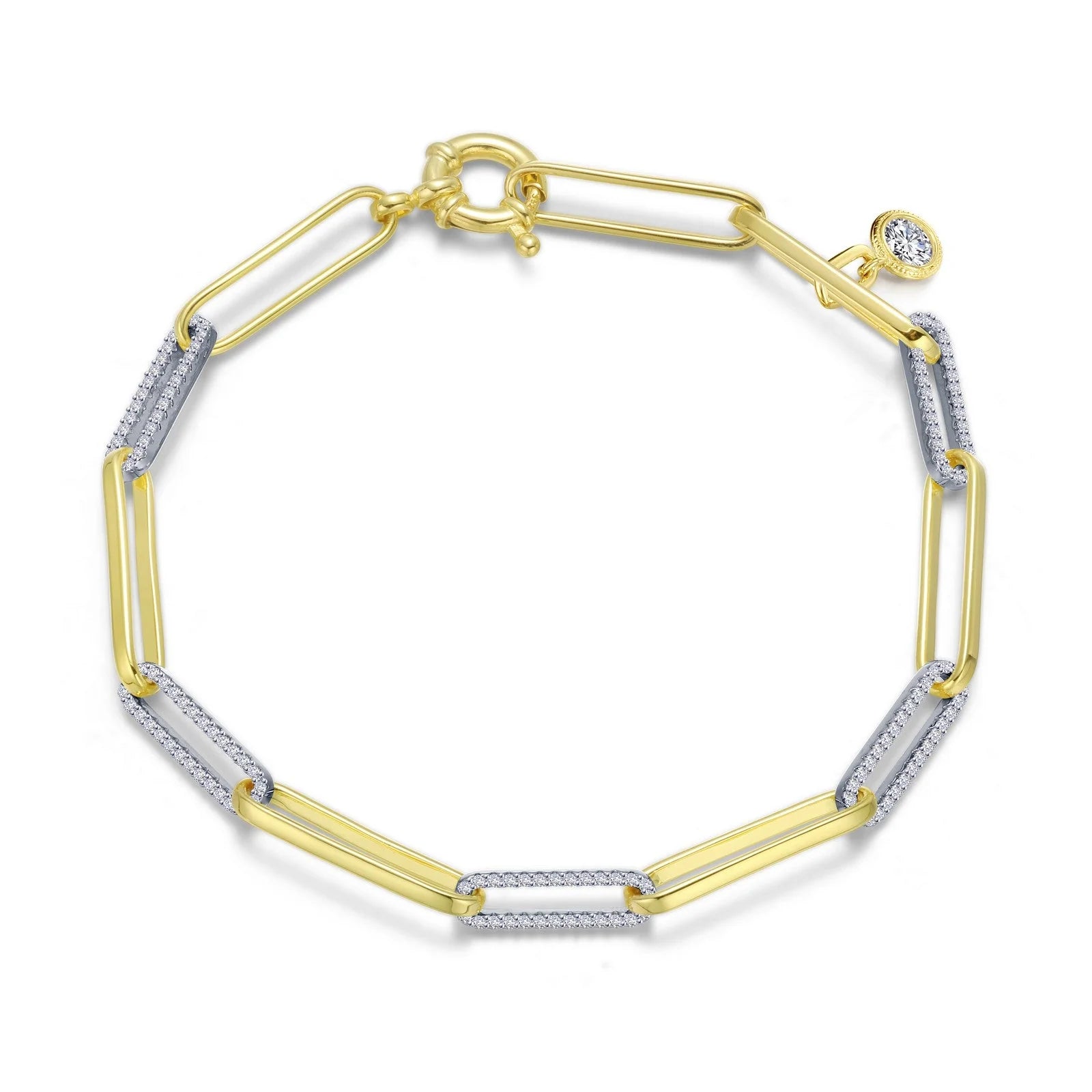 LaFonn 1.65 CTW 2-Tone Paperclip Bracelet 7.5 inch