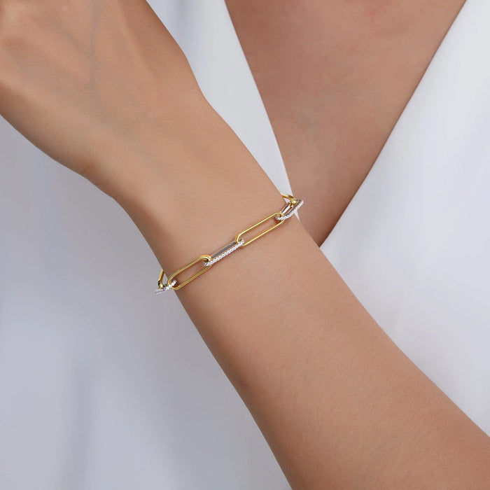 LaFonn 1.65 CTW 2-Tone Paperclip Bracelet 7.5 inch