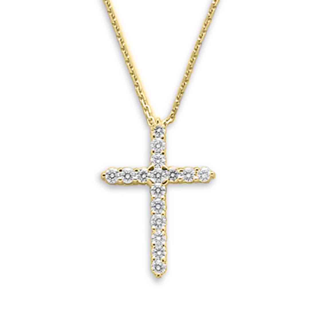 14K Yellow Gold Diamond Cross .25CTW