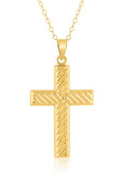 14K Yellow, Gold Filled (14/20) Lined Cross Pendant (102208)
