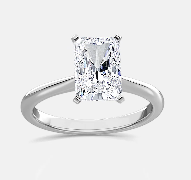  Lab-Grown 14K White Gold Solitaire Diamond Engagement Ring Radiant Cut 1.09 CTW