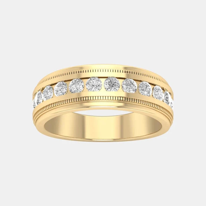 Men's 1.00 CTW Lab-Grown Diamond Channel Band in 14k Yellow Gold