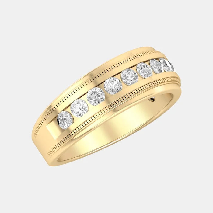 Men's 1.00 CTW Lab-Grown Diamond Channel Band in 14k Yellow Gold