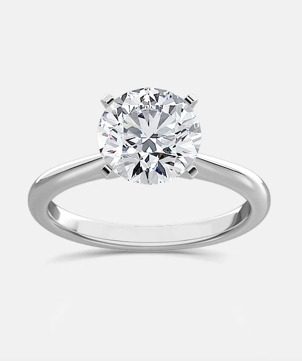 Lab-Grown Round 14K White Gold Engagement Ring 1.04CTW