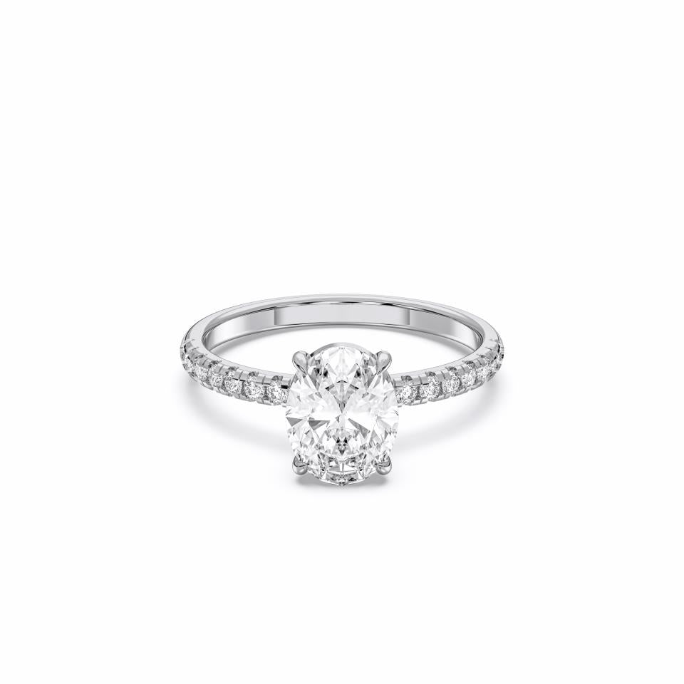 Lab-Grown 14K White Gold Oval Diamond Engagement Ring 3.57CTW (100882)