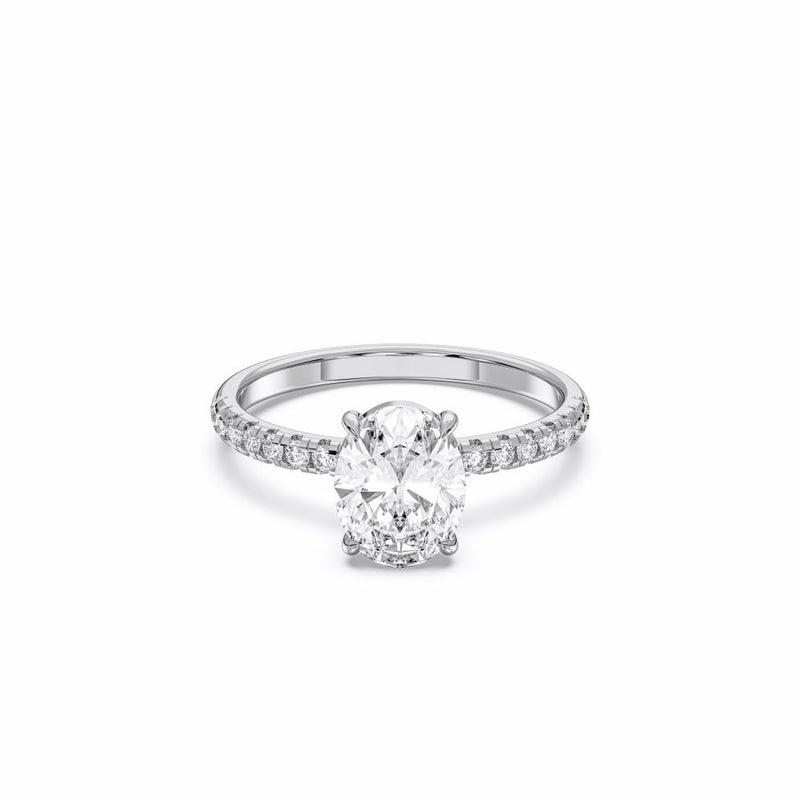 Lab-Grown 14K White Gold Oval Diamond Engagement Ring 3.57CTW (100882)