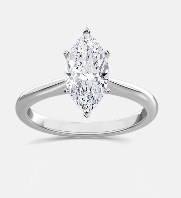 Lab-Grown Marquise Cut  14K White Gold Engagement Ring 1.59CTW 