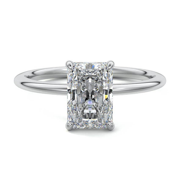 14K White Gold Radiant Lab Grown Diamond Engagement Ring 3.10CTW (100885)